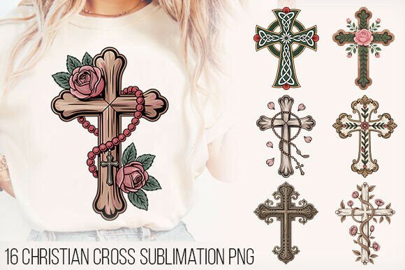 Christian Cross Sublimation Png Bundle for T-Shirt Designs