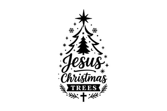 Jesus Christmas Trees Religious Holiday T-Shirt Designs