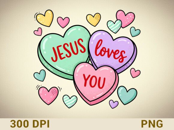 Jesus Loves You Valentine Design PNG for T-Shirt Designs