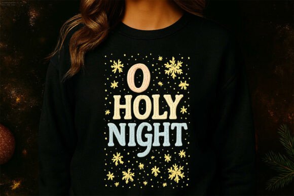 Knitted Christian O Holy Night Christmas T-Shirt Designs