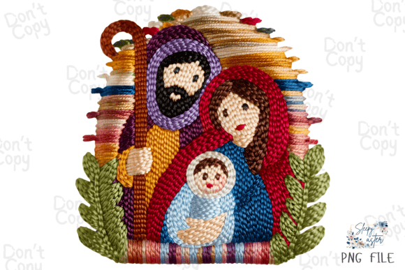 Latch Hook Yarn Faux Jesus Christmas PNG