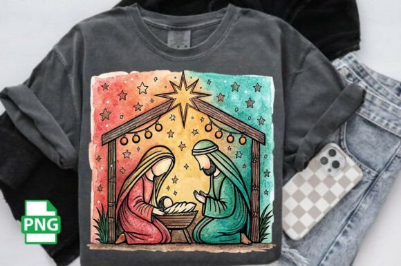 Nativity Scene PNG: Jesus Christmas PNG for T-Shirt Designs