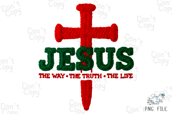 Yarn Crochet Christian Christmas PNG for T-Shirt Designs